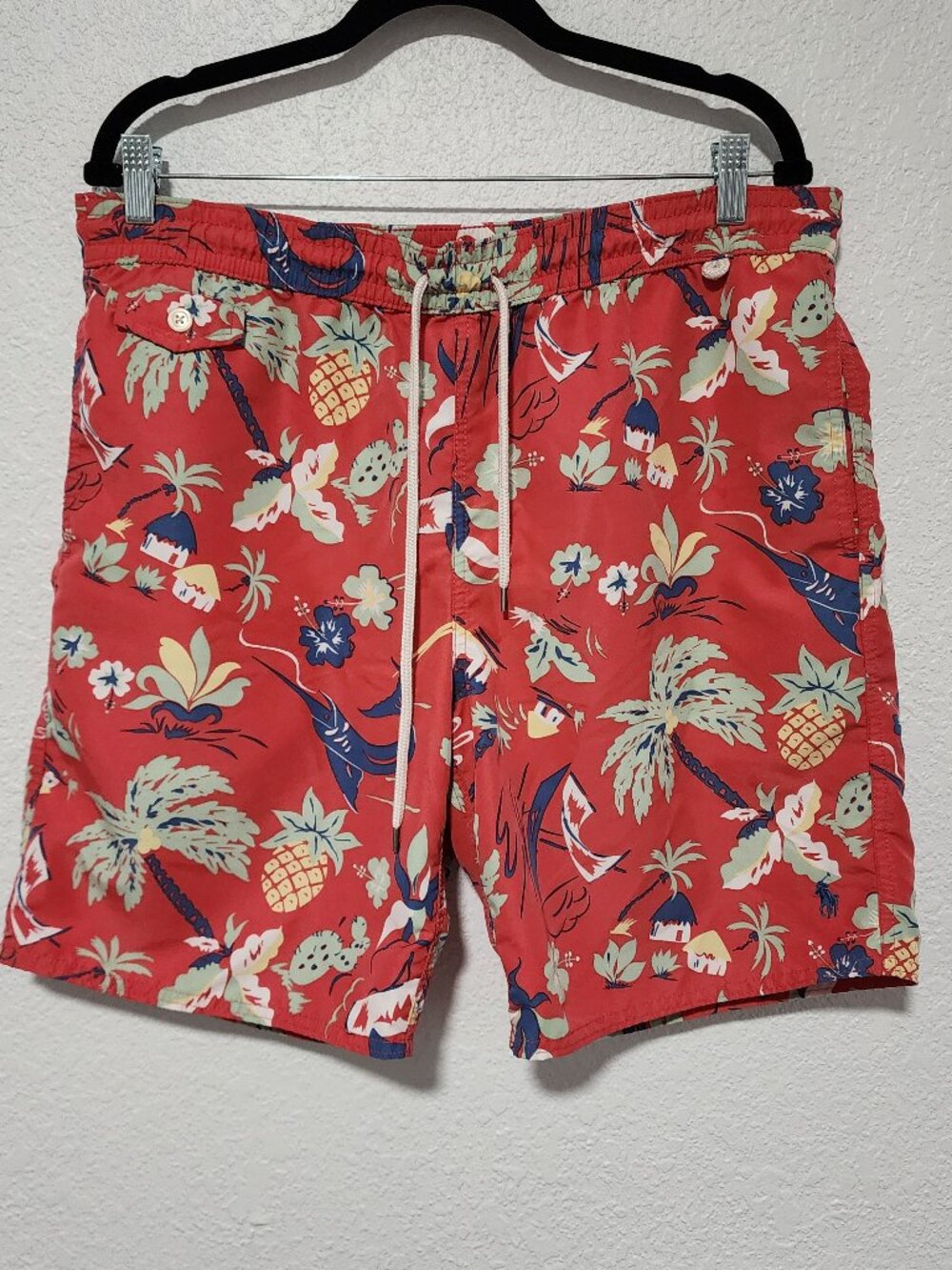 Polo Ralph Lauren Men's Swimwear Shorts With Pockets Tropical Palm Print Large